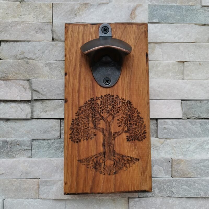 Decapsuleur mural bois arbre de vie