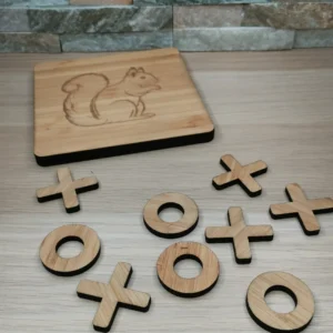 Jeu de société Morpion (Tic Tac Toe) en bambou personnalisé
