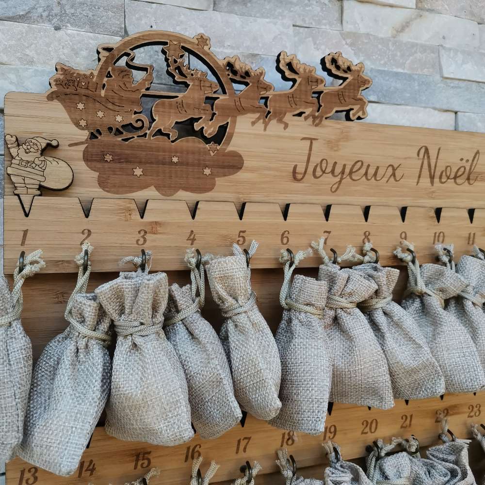 Calendrier pochon toile de jute