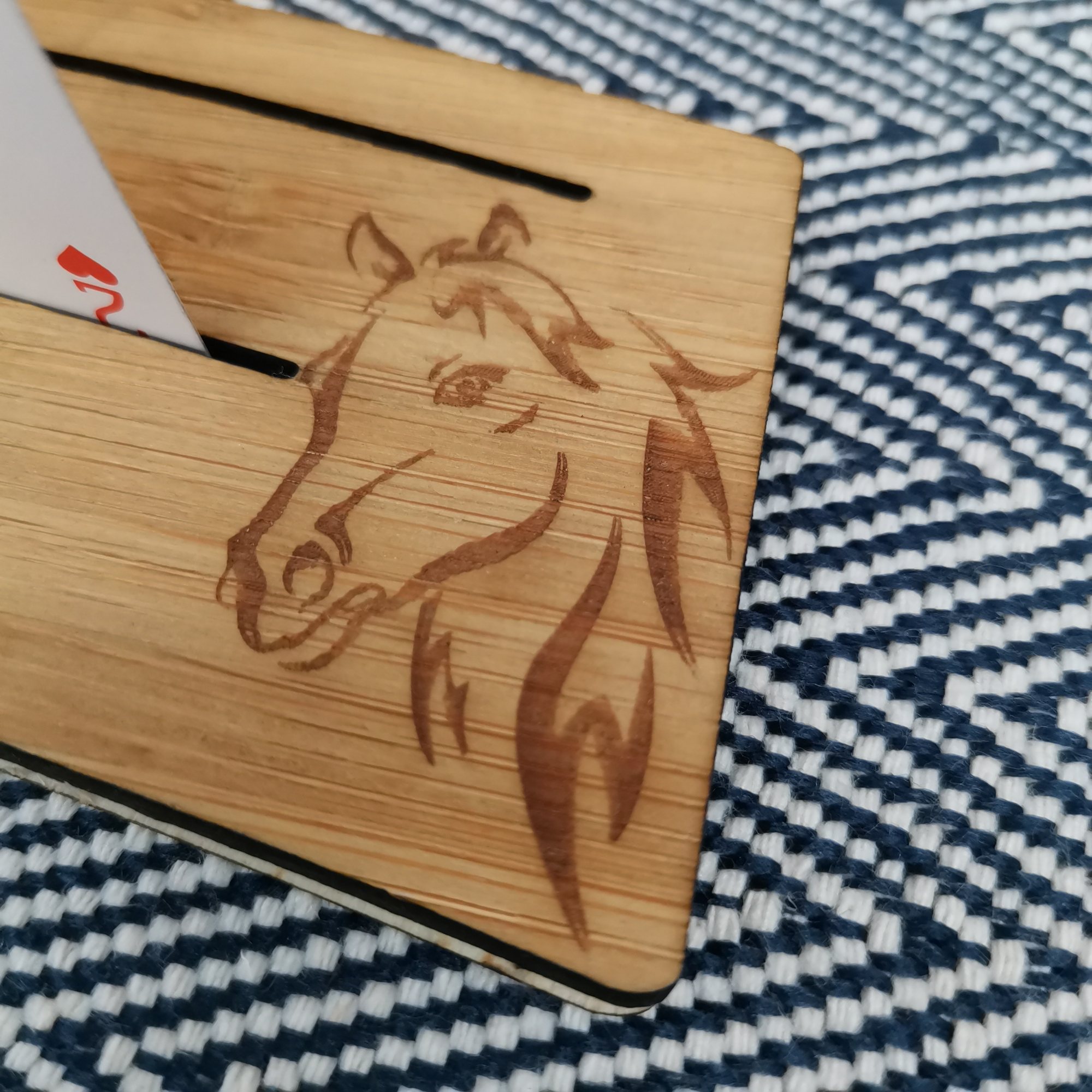 Support cartes a jouer decor cheval