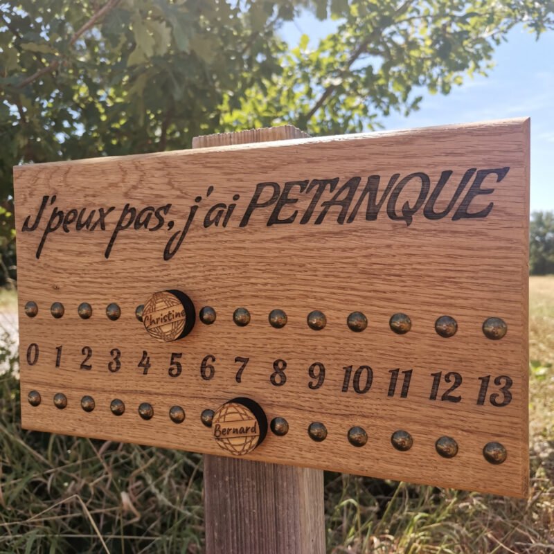 Tableau score bois chene petanque