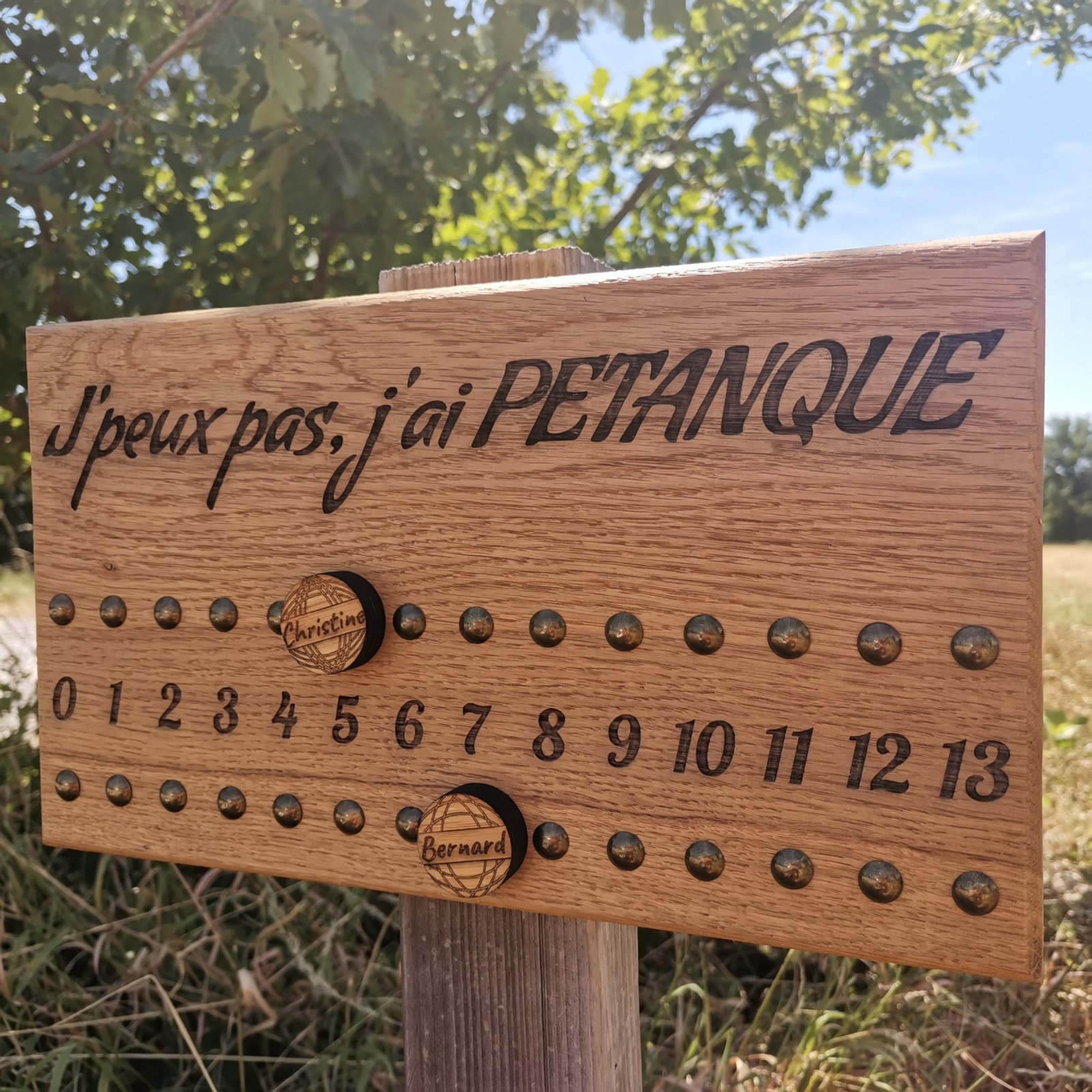 Tableau score bois chene petanque