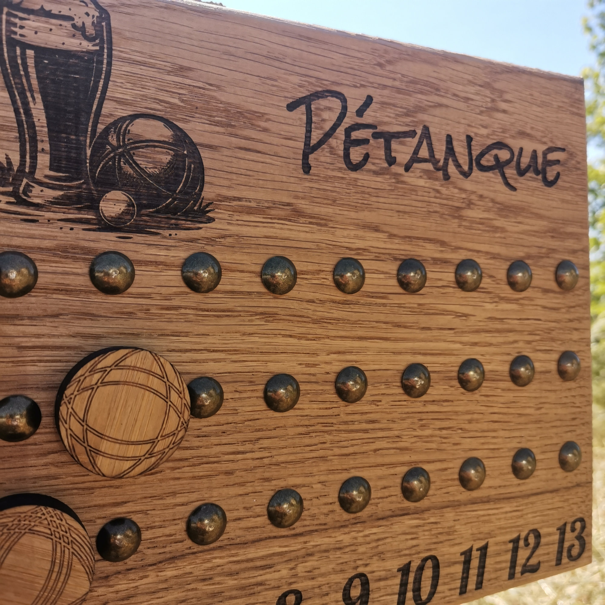 Tableau score petanque chene massif